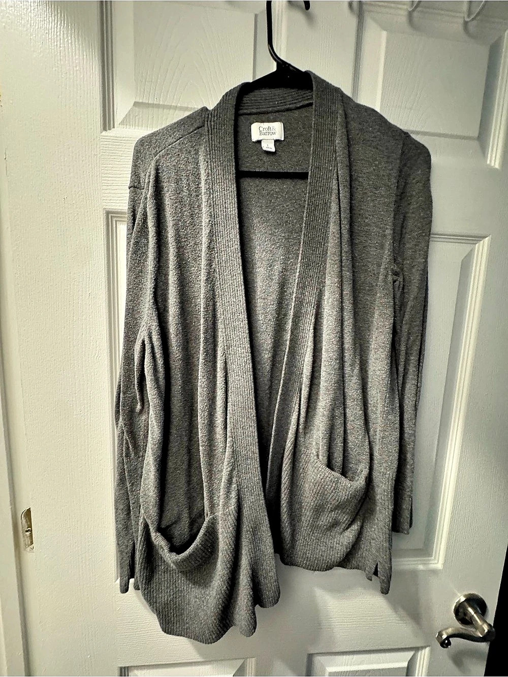 Croft & Barrow Open Front Pocket Cardigan Gray Large Like New